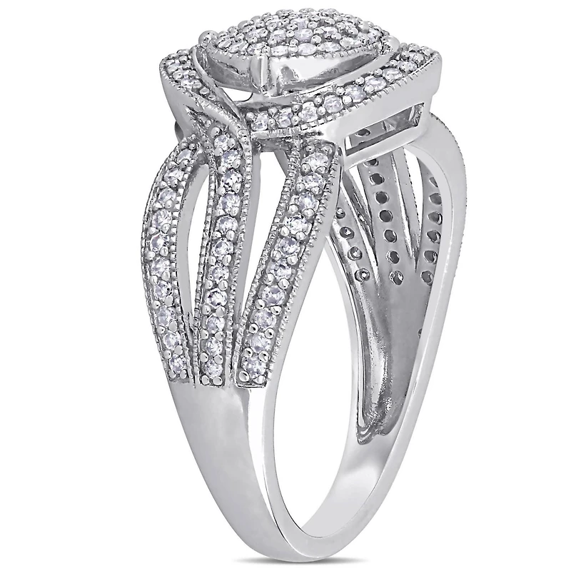Miabella 1/2 Carat T.W. Diamond 10K White Gold Cluster Engagement Ring