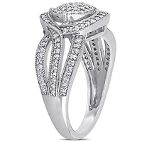Miabella 1/2 Carat T.W. Diamond 10K White Gold Cluster Engagement Ring