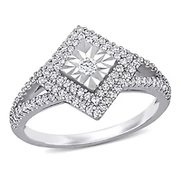 Bague de fiançailles auréole Miabella avec diamant 1/2 CT poids total en argent sterling