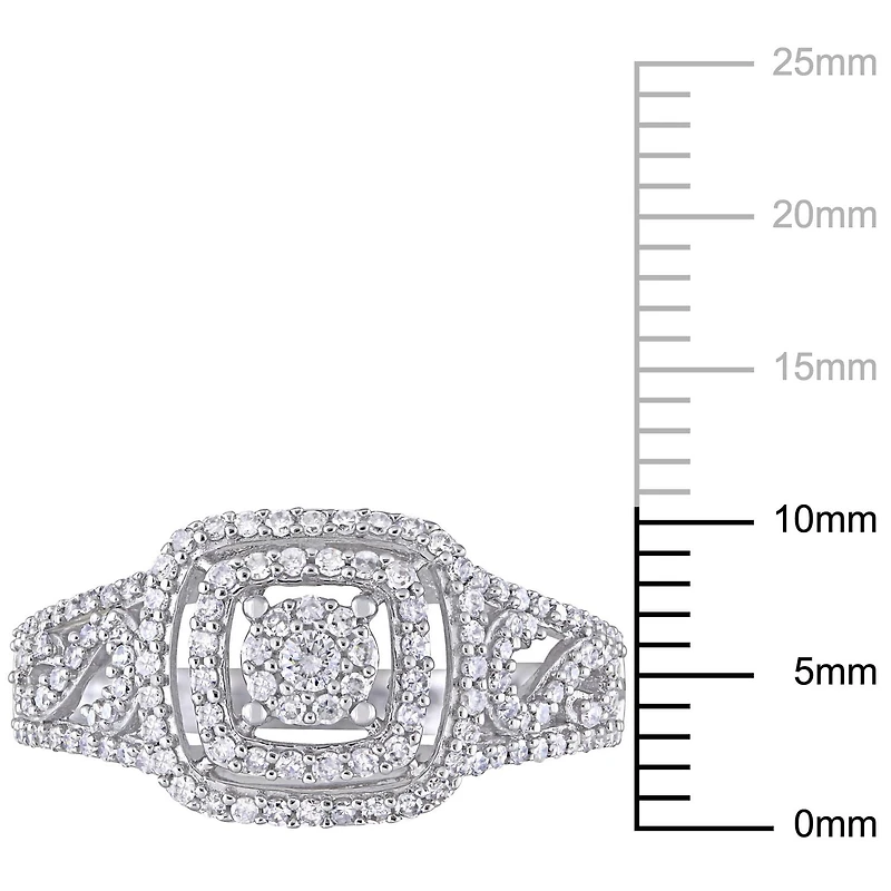 Miabella 1/2 Carat T.W. Diamond 10K White Gold Openwork Double Halo Engagement Ring