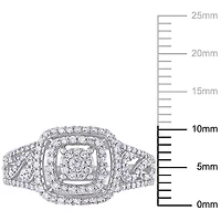 Miabella 1/2 Carat T.W. Diamond 10K White Gold Openwork Double Halo Engagement Ring
