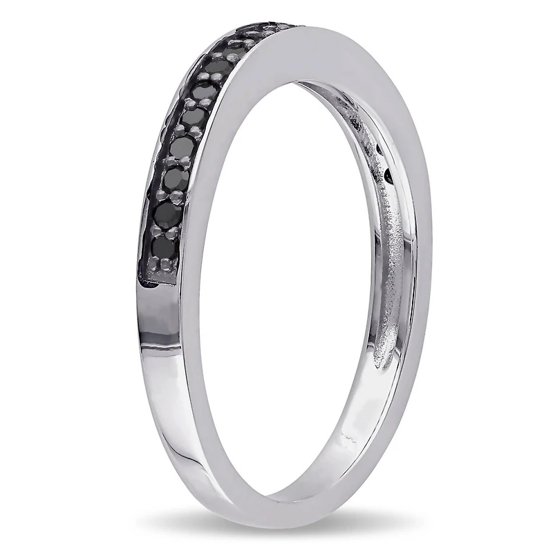 Bague de fiançailles semi-éternité Miabella avec diamant noir 1/5 CT poids total en argent sterling