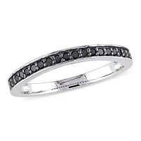 Miabella 1/5 Carat T.W. Black Diamond Sterling Silver Semi-Eternity Anniversary Ring