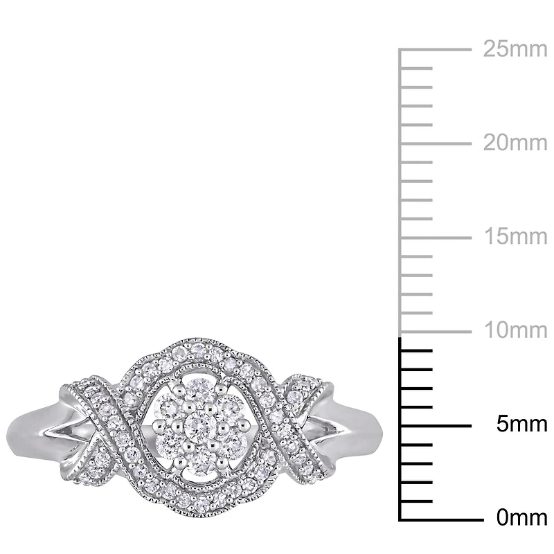 Bague de fiançailles entrecroisée Miabella avec diamants 1/3 CT poids total en or blanc 10K