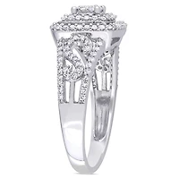 Miabella 1/2 Carat T.W. Diamond 10K White Gold Openwork Double Halo Engagement Ring