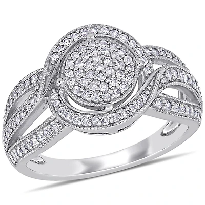 Bague de fiançailles grappe Miabella avec diamants 1/2 CT poids total en or blanc 10K