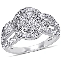 Bague de fiançailles grappe Miabella avec diamants 1/2 CT poids total en or blanc 10K