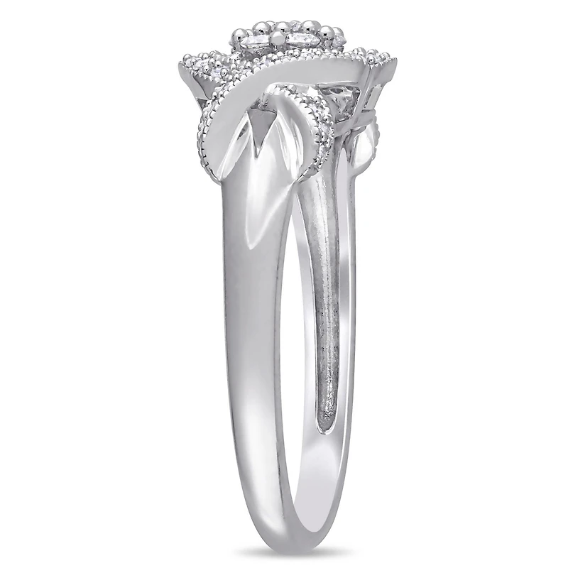 Bague de fiançailles entrecroisée Miabella avec diamants 1/3 CT poids total en or blanc 10K