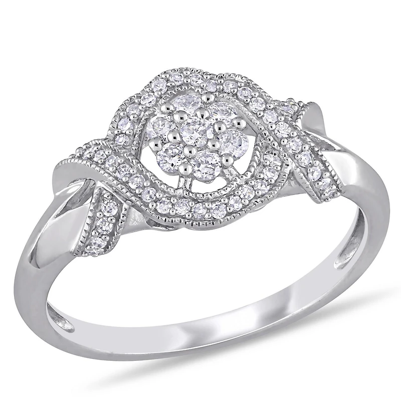 Bague de fiançailles entrecroisée Miabella avec diamants 1/3 CT poids total en or blanc 10K