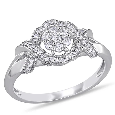 Bague de fiançailles entrecroisée Miabella avec diamants 1/3 CT poids total en or blanc 10K