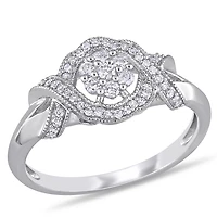 Bague de fiançailles entrecroisée Miabella avec diamants 1/3 CT poids total en or blanc 10K