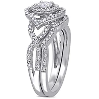 Bague nuptiale auréole entrecroisé Miabella avec diamants 1/2 CT poids total en or blanc 10K