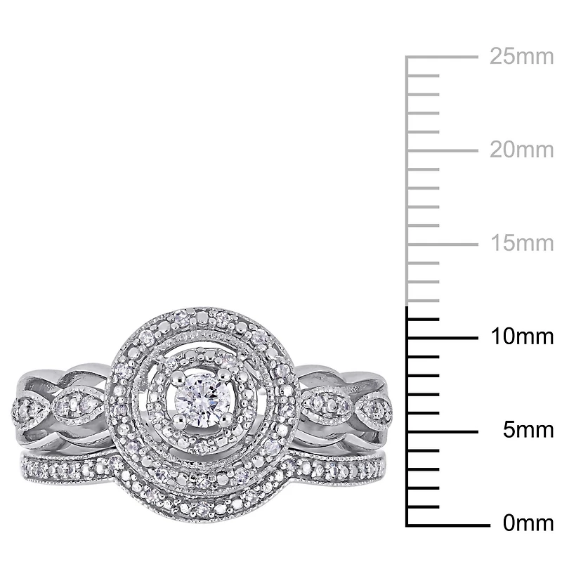 Bague nuptiale auréole Miabella avec diamants 1/4 CT poids total en or blanc 10K