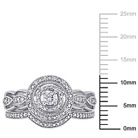 Bague nuptiale auréole Miabella avec diamants 1/4 CT poids total en or blanc 10K