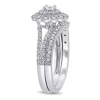Bague nuptiale florale auréole  Miabella avec diamants 1/3 CT poids total en or blanc 10K