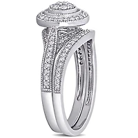 Miabella 2/5 Carat T.W. Diamond 10K White Gold Halo Bridal Set