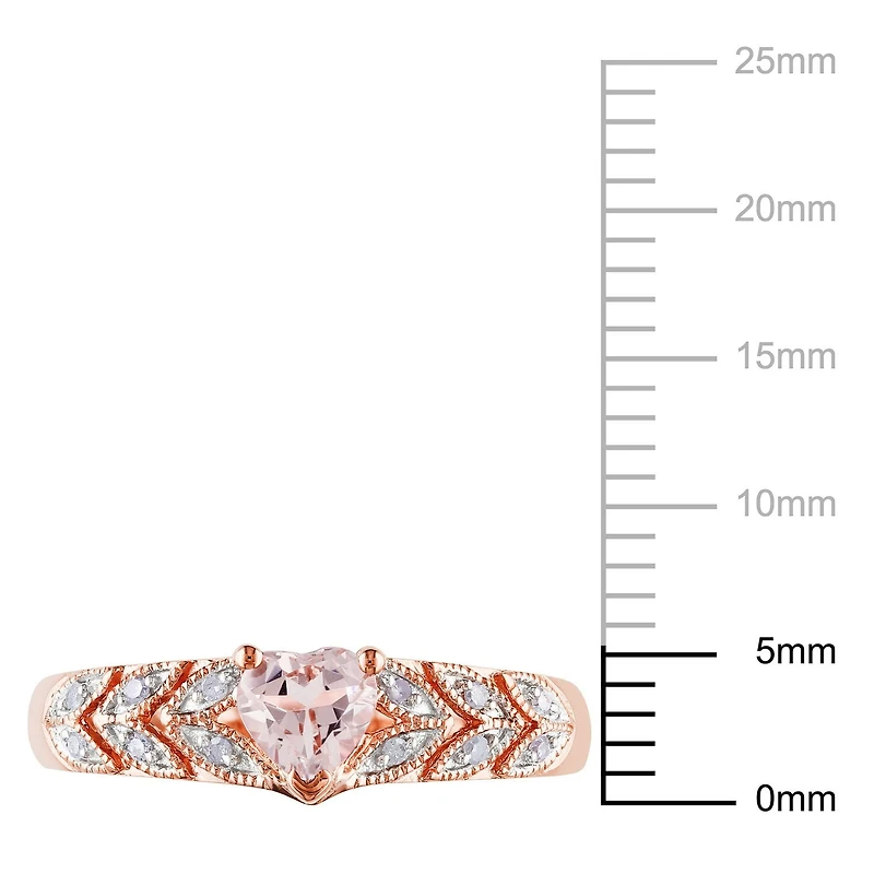 Bague cœur Tangelo avec morganite 0,50 CT PBT et accents de diamants en or rosé 10K