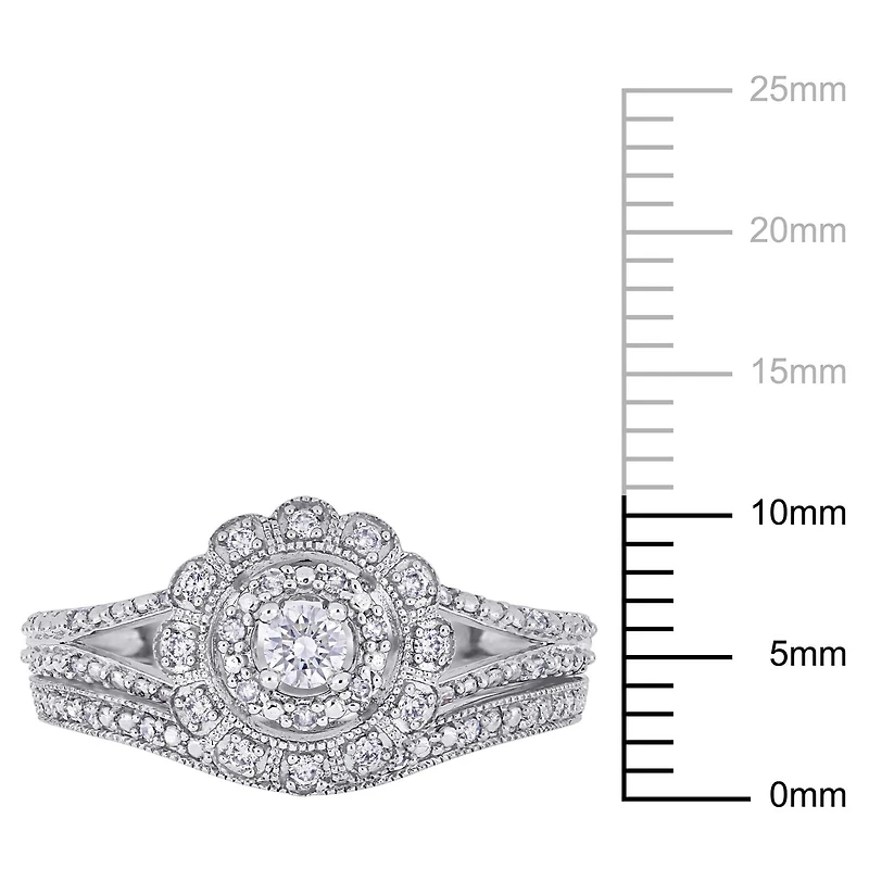 Bague nuptiale florale auréole  Miabella avec diamants 1/3 CT poids total en or blanc 10K