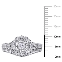 Bague nuptiale florale auréole  Miabella avec diamants 1/3 CT poids total en or blanc 10K