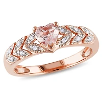 Bague cœur Tangelo avec morganite 0,50 CT PBT et accents de diamants en or rosé 10K