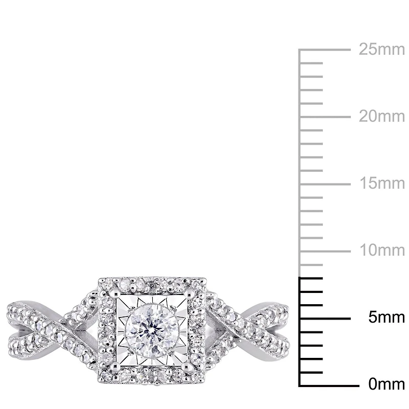 Bague de fiançailles entrecroisée de forme auréole Miabella avec diamants 0,50 CT poids total en argent sterling