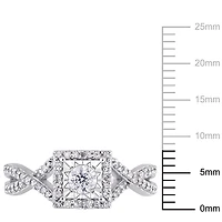 Bague de fiançailles entrecroisée de forme auréole Miabella avec diamants 0,50 CT poids total en argent sterling