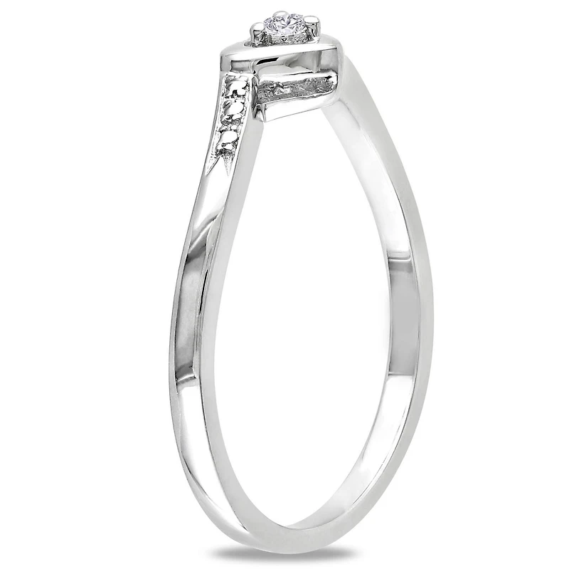 Bague de fiançailles Miabella en forme de cœur avec diamant en argent sterling