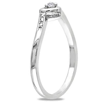Bague de fiançailles Miabella en forme de cœur avec diamant en argent sterling