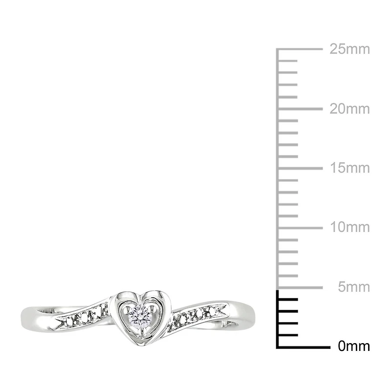 Bague de fiançailles Miabella en forme de cœur avec diamant en argent sterling