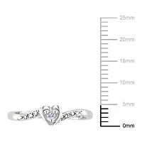 Bague de fiançailles Miabella en forme de cœur avec diamant en argent sterling