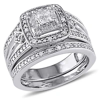Ensemble nuptial de forme auréole Miabella avec diamants 0,25 CT poids total en argent sterling