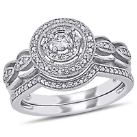 Bague nuptiale auréole Miabella avec diamants 1/4 CT poids total en or blanc 10K