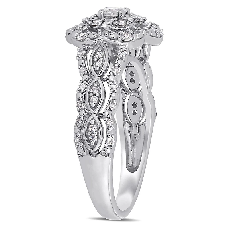 Bague de fiançailles floral Miabella avec diamants 3/8 CT poids total en or blanc 10K