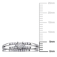 Ensemble nuptial Miabella avec diamants de coupe princesse et de coupe ronde 0,20 CT poids total en argent sterling