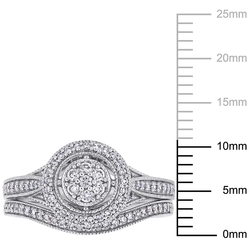 Bague nuptiale auréole Miabella avec diamants 2/5 CT poids total en or blanc 10K
