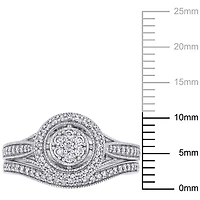 Bague nuptiale auréole Miabella avec diamants 2/5 CT poids total en or blanc 10K