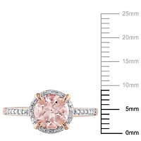 Bague de forme auréole Tangelo avec morganite 1,17 CT PBT et accents de diamants en or rosé 10K