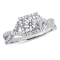 Bague de fiançailles entrecroisée de forme auréole Miabella avec diamants 0,50 CT poids total en argent sterling