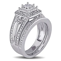 Ensemble nuptial de forme auréole Miabella avec diamants 0,25 CT poids total en argent sterling