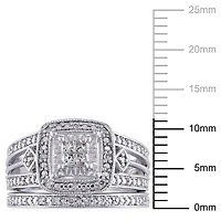 Ensemble nuptial de forme auréole Miabella avec diamants 0,25 CT poids total en argent sterling