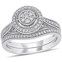 Miabella 2/5 Carat T.W. Diamond 10K White Gold Halo Bridal Set
