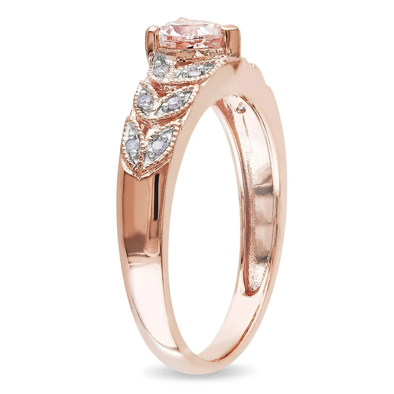 Bague cœur Tangelo avec morganite 0,50 CT PBT et accents de diamants en or rosé 10K