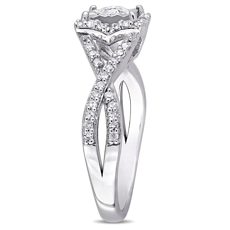 Bague de fiançailles entrecroisée de forme auréole Miabella avec diamants 0,50 CT poids total en argent sterling