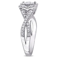 Bague de fiançailles entrecroisée de forme auréole Miabella avec diamants 0,50 CT poids total en argent sterling