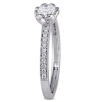 Miabella 0.62 Carat T.W. Diamond 14 K White Gold Raised Floral Engagement Ring with Heart Design Gallery