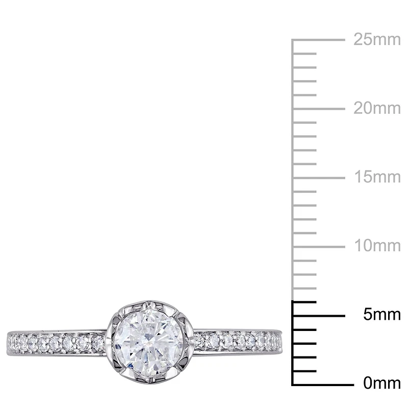 Miabella 0.62 Carat T.W. Diamond 14 K White Gold Raised Floral Engagement Ring with Heart Design Gallery