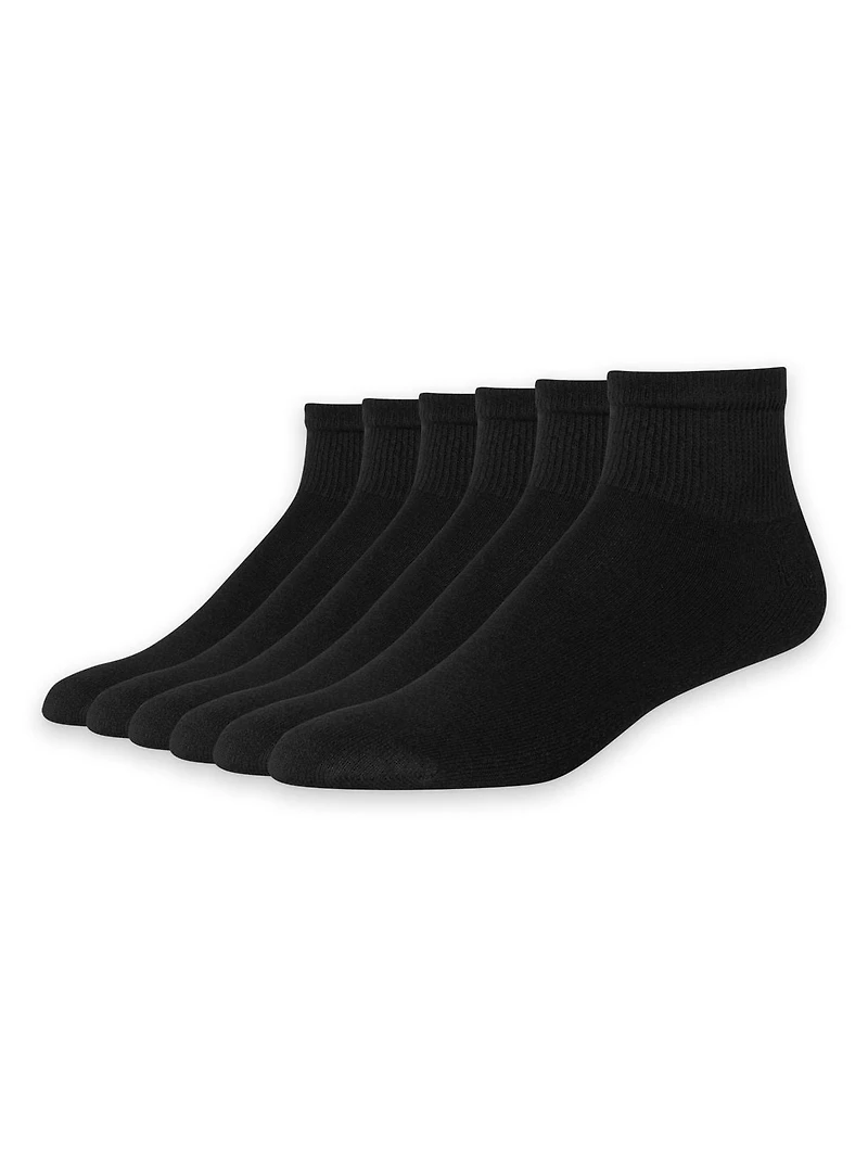Hanes Men's P6 Cushion Odor Protection Ankle Socks, Size 6-12
