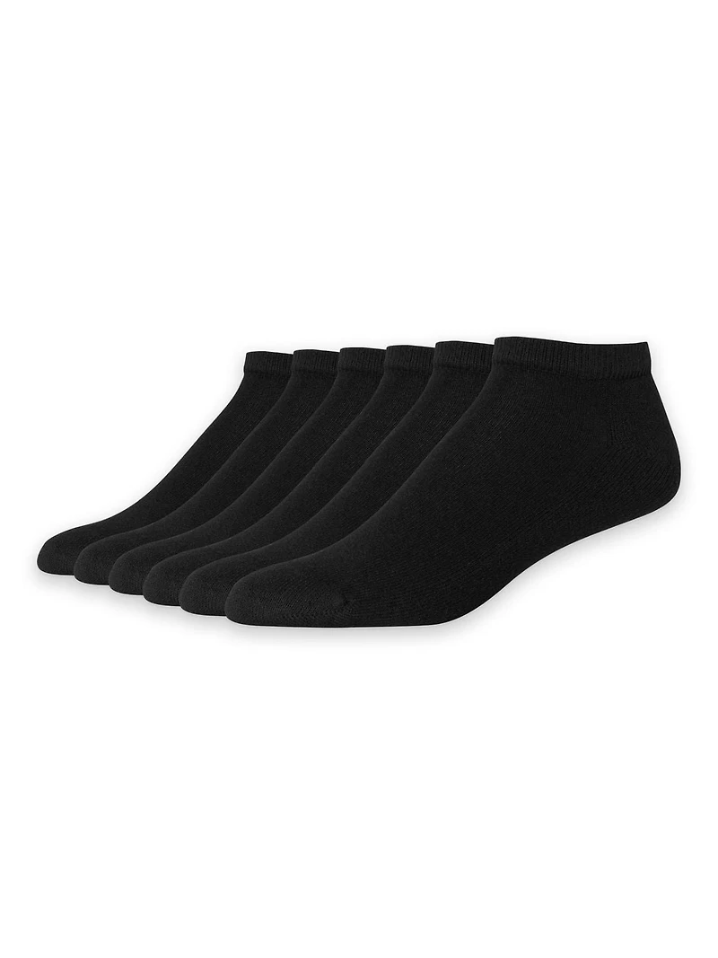 Hanes Men's P6 Cushion Odor Protection Low Cut Socks, Size 6-12