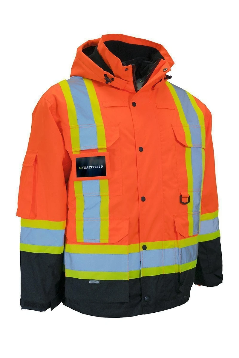 Parka de sécurité d'hiver Forcefield 6-in-1 Hi Vis avec veste bombardier amovible