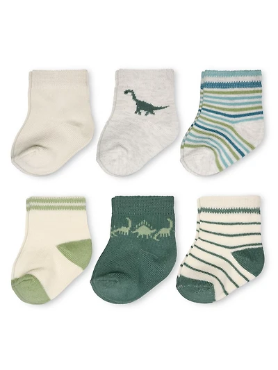 Carter's Child of Mine Boys' Dino Crew Sock 6-pack, Dino Crew Sock 6-pack
